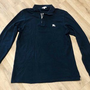 BURBERRY Long Sleeves Polo, Marine blue XL